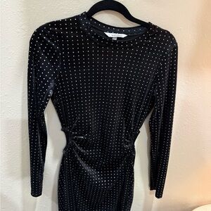 Speechless Black Velvet Dress with Silver Accents